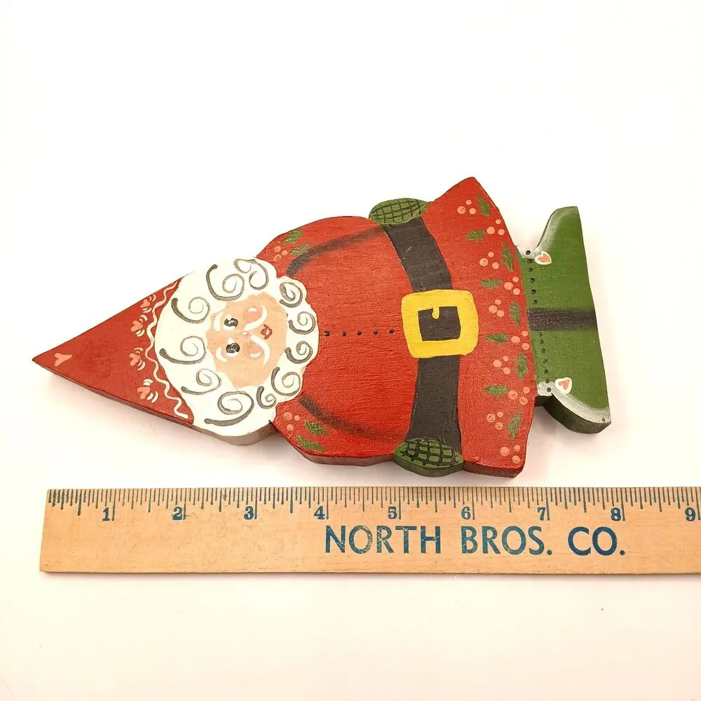 Flat Wood Santa Claus Hand Painted Folk Art Christmas Figure 8